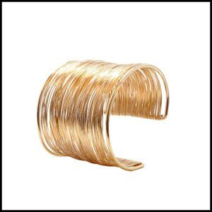 Gold Plated Open Cuff Bangle Bracelet Adjustable Classic Bohemian Elegant